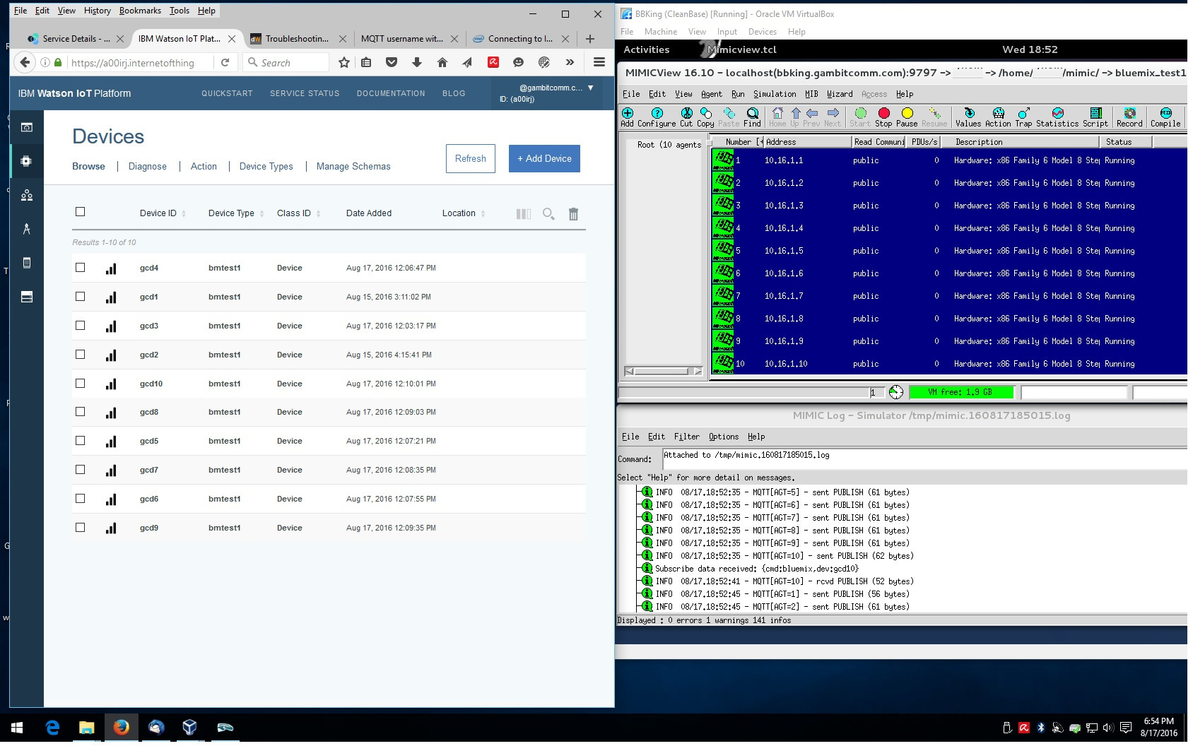 IBM Bluemix with MIMIC simulated devices